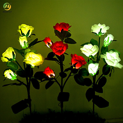 ไฟ LED เชิงพาณิชย์กลางแจ้งจำลองดอกกุหลาบไฟพลังงานแสงอาทิตย์