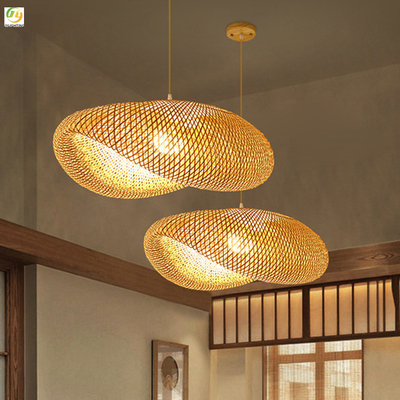 หวายที่งดงาม E27 ไฟ LED จี้นอร์ดิกสำหรับห้องอาหารของโรงแรม D50cm