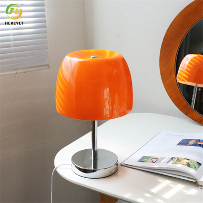 โคมไฟตั้งโต๊ะ LED สแตนเลสและกระจกสีขาว/ส้ม/เหลือง USB