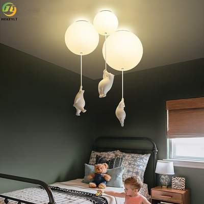 นอร์ดิกการ์ตูนหมีบอลลูนสร้างสรรค์โคมไฟเพดานสำหรับห้องเด็กห้องนั่งเล่น