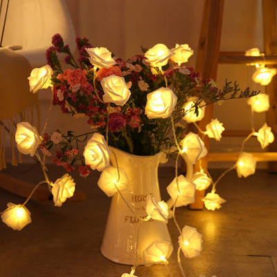 สตริงโคมไฟดอกกุหลาบ LED คริสต์มาสวันหยุดวันเกิดงานแต่งงานตกแต่งสายไฟ