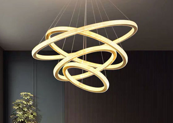 ขนาด 40x60x80x100 ซม. ไฟ LED เพดานวงแหวน LED สีทองใสสำหรับห้องโถงโรงแรม