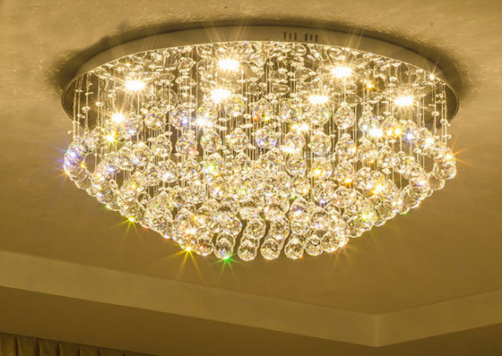 โคมไฟเพดาน LED คริสตัลกลมกลมแฟนซีโมเดิร์น Gu10 ในร่ม