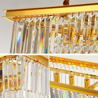 โคมไฟเพดานคริสตัลจี้คริสตัลตกแต่งในร่ม สีทอง L90*W35*H50cm